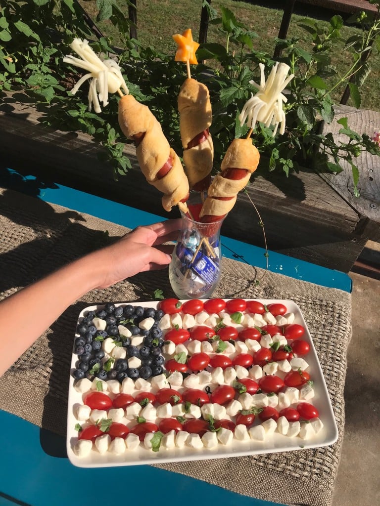patriotic caprese salad and fireworks sausage rolls - two fourth of july recipes