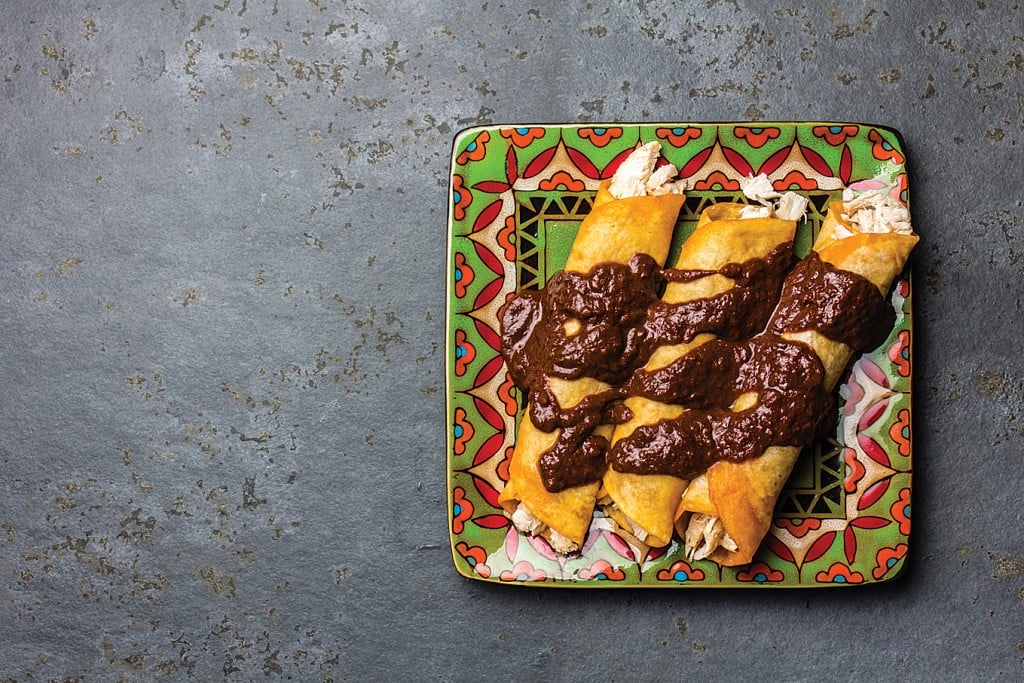 plate of mole enchiladas, for article on international recipes