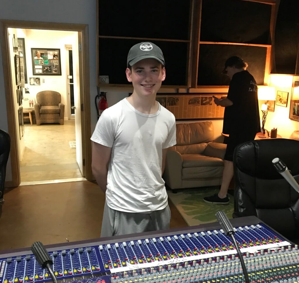 Dylan Wagman in David Teegarden's recording studio