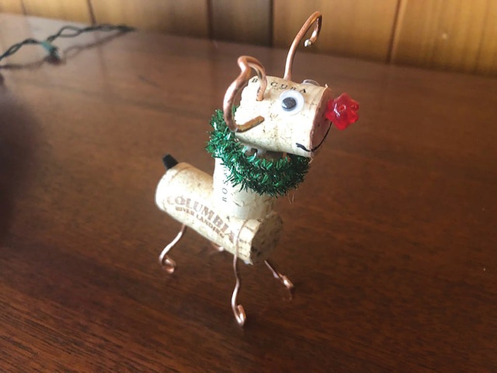 cork reindeer, one of several homemade christmas ornaments