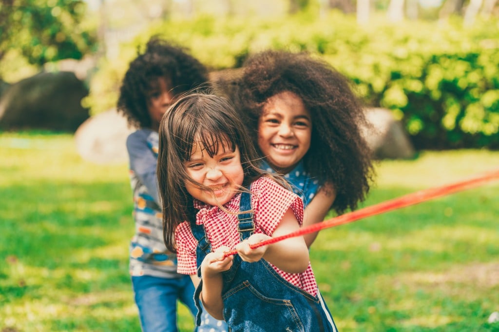 happy children playing outside