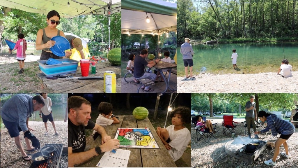 collage of liliana sproul's family camping trip to roaring river state park