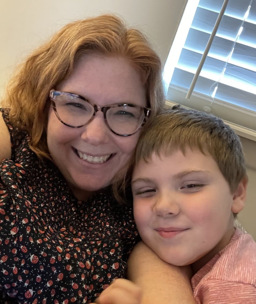 amanda watkins with her son, augie, who has autism