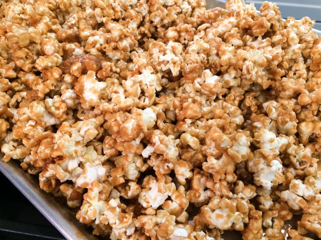 Making Carmel Popcorn, for an article about halloween recipes