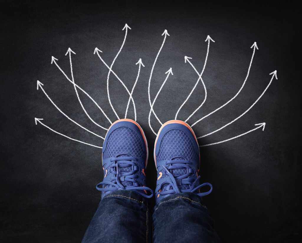 Feet With Arrows Taking Decisions For The Future, for article about school vouchers