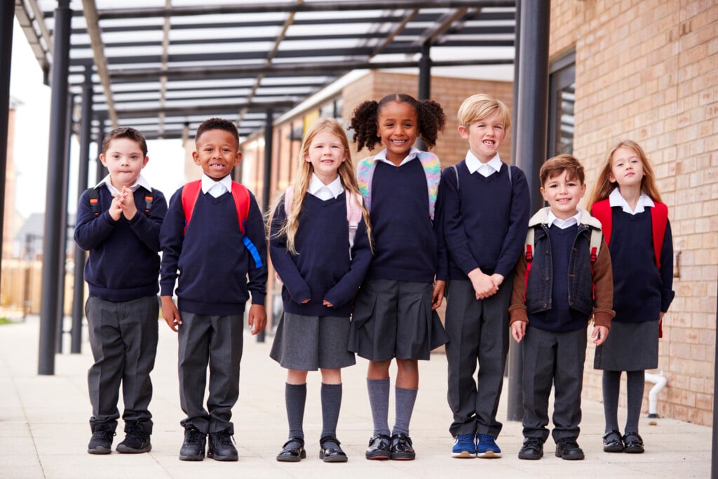 elementary aged kids in school unifroms