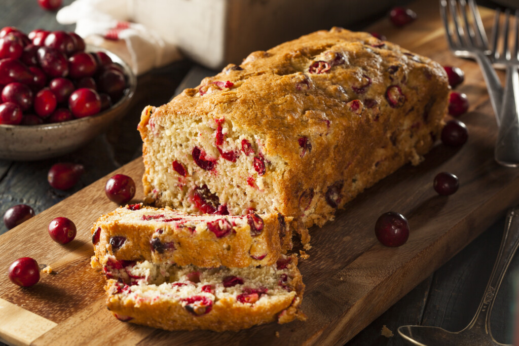 loaf of cranberry bread, for article on thanksgiving recipes