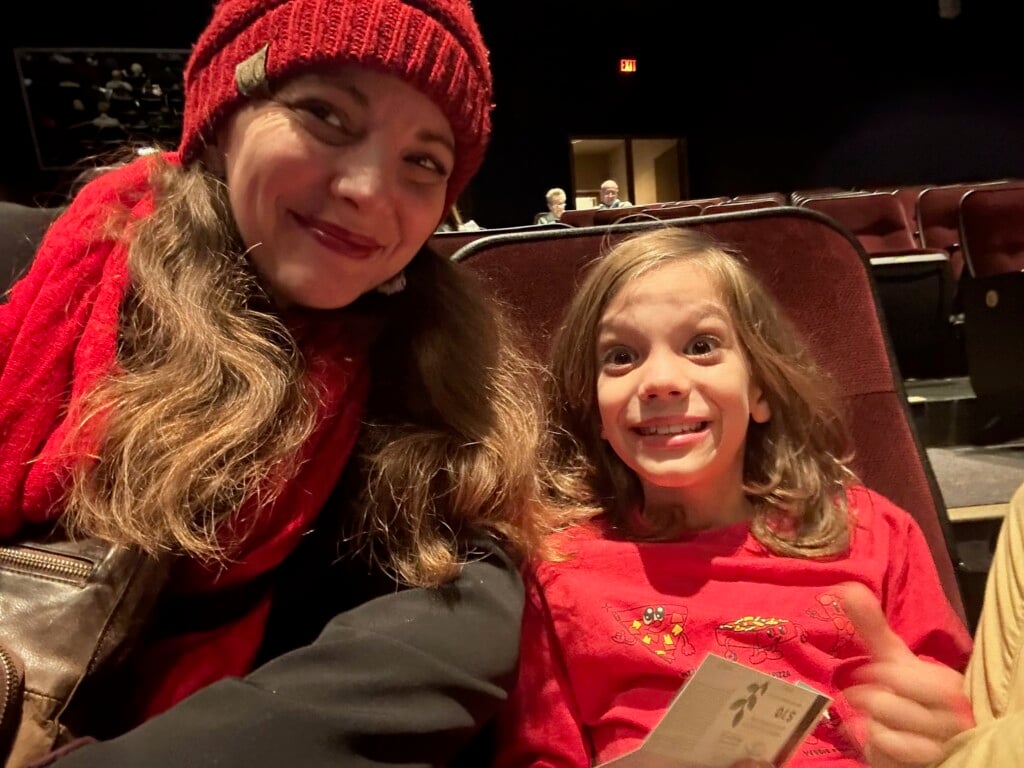 Tara and Joss Rittler in the audience at A Christmas Carol