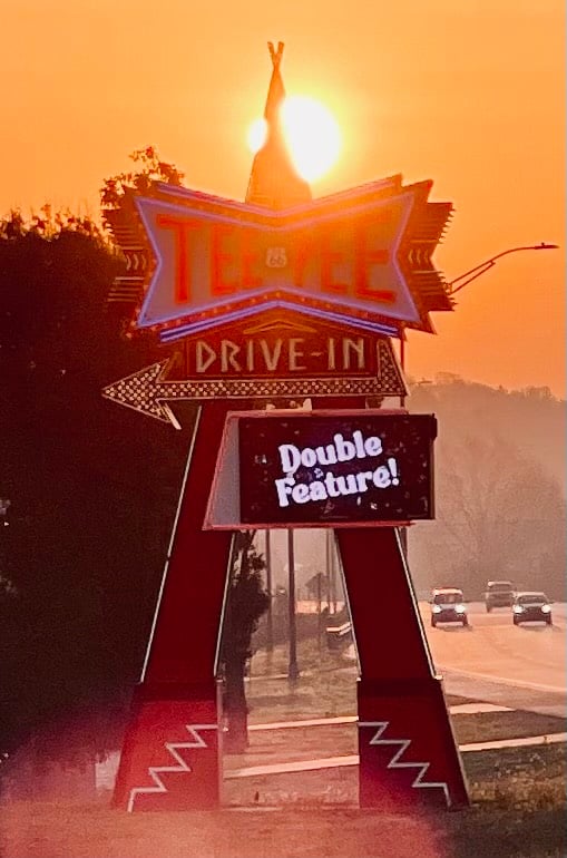tee pee drive-in sign