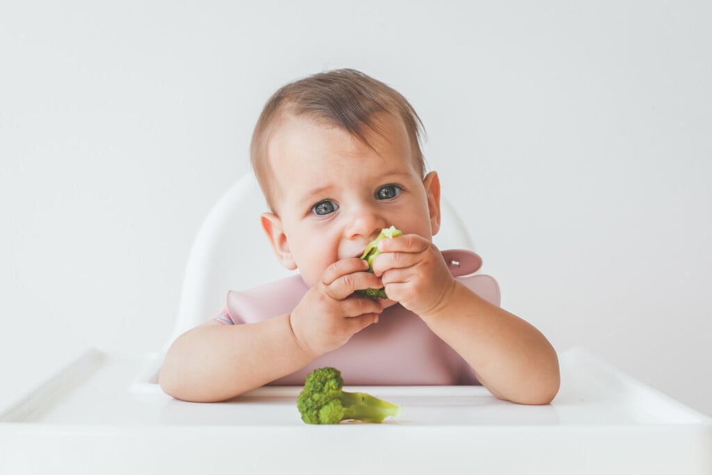 baby eating broccoli