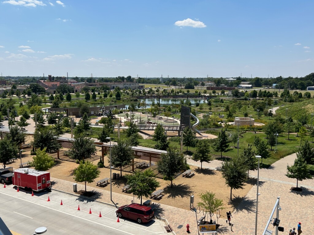 View of Scissortail Park from the balcony at the OKC Convention Center