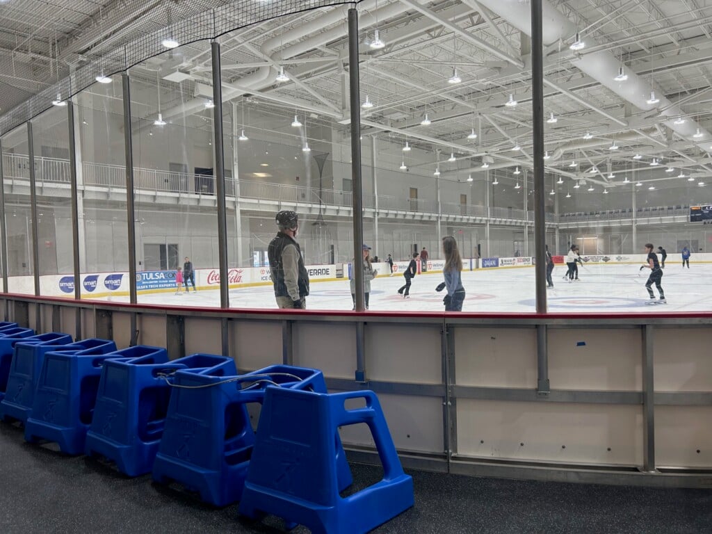 an ice rink at westreet ice center, a year-round ice skating rink in tulsa