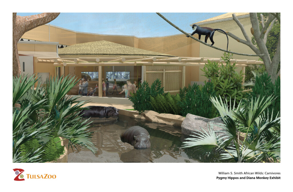 Pygmy Hippos And Diana Monkey Exhibit