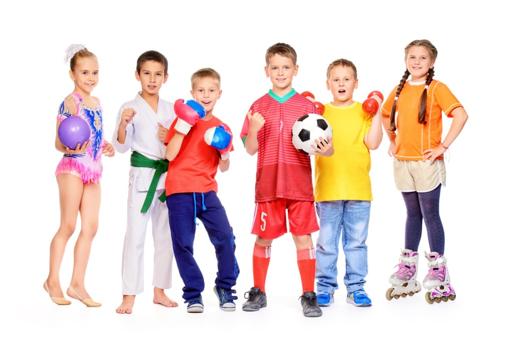Kids dressed for different extracurricular activities