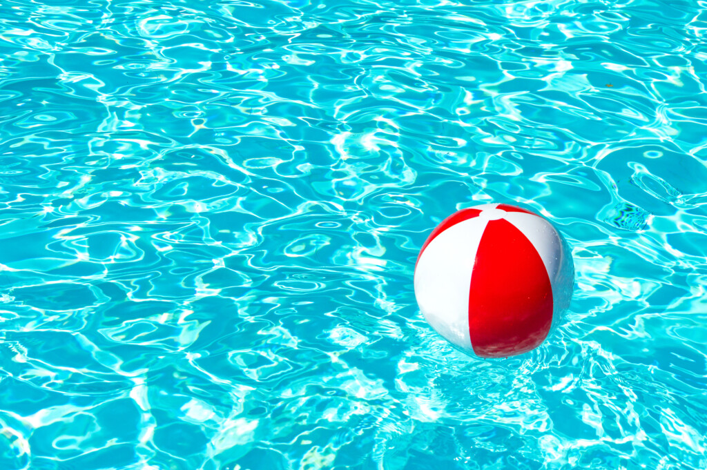 High Angle View Of Sports Ball Over Swimming Pool
