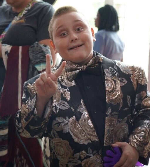 Jaxson in his film premiere suit.