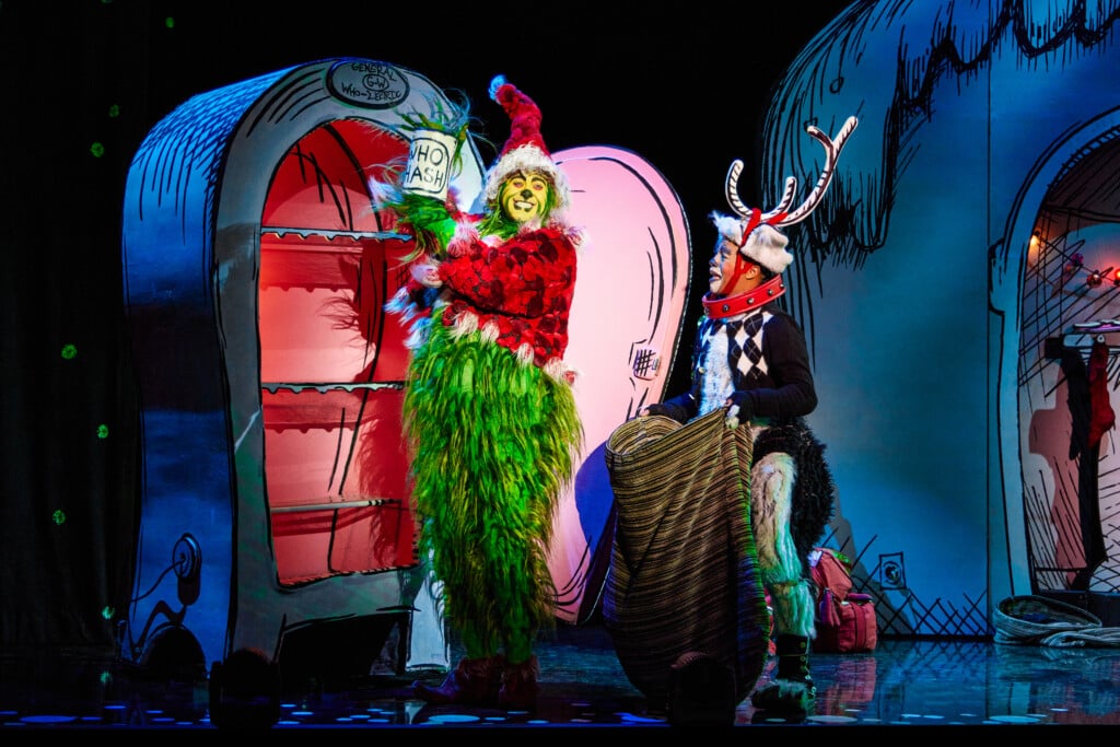 5 James Schultz As The Grinch And Xavier Mcknight As Young Max In The Touring Company Of Dr Seuss How The Grinch Stole Christmas The Musical Credit Jeremy Daniel