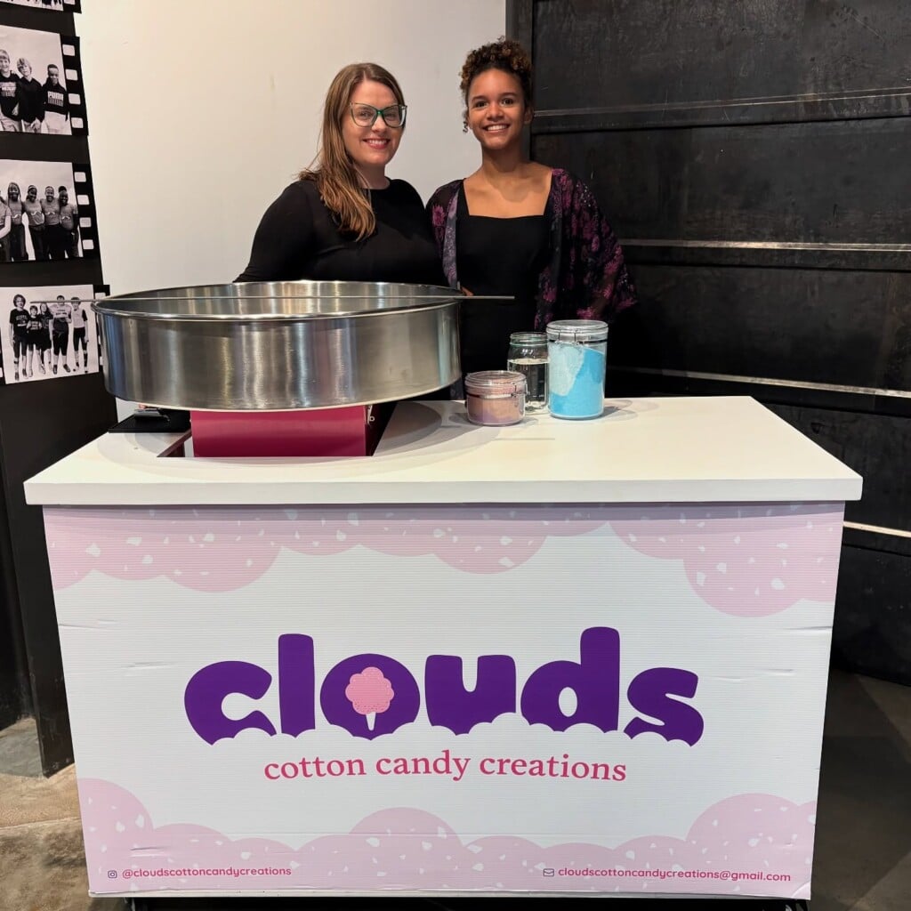 Autumn Worten and her daughter, Delaney Reid, with their Clouds Cottton Candy Creations cart