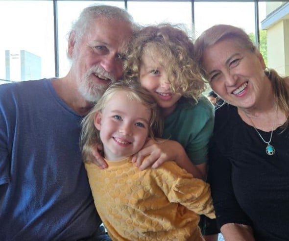 steve, sylvia, callister and diane smiling at camera