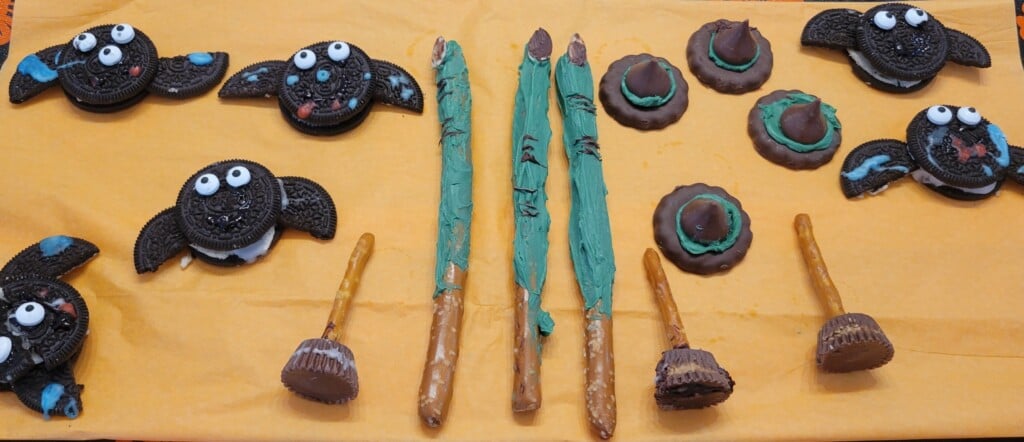 a variety of Halloween treats kids can help make