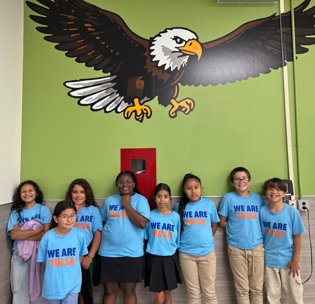 Students at McKinley Elementary wearing their Operation School Bell shirts
