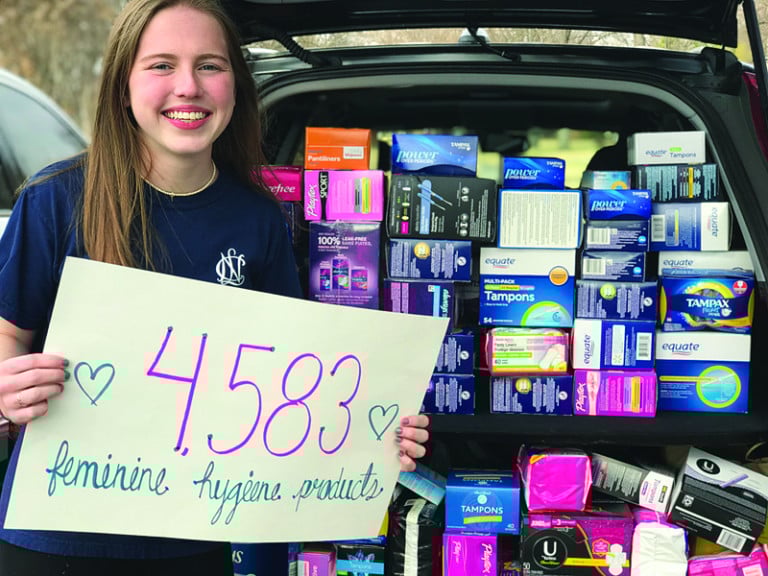 McKenna Raley Donating Feminine Hygiene Products TulsaKids