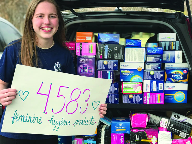 mckenna raley and the feminine hygiene products she donated