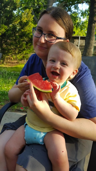 alexandra kondos holds callister, for article on her first mother's day