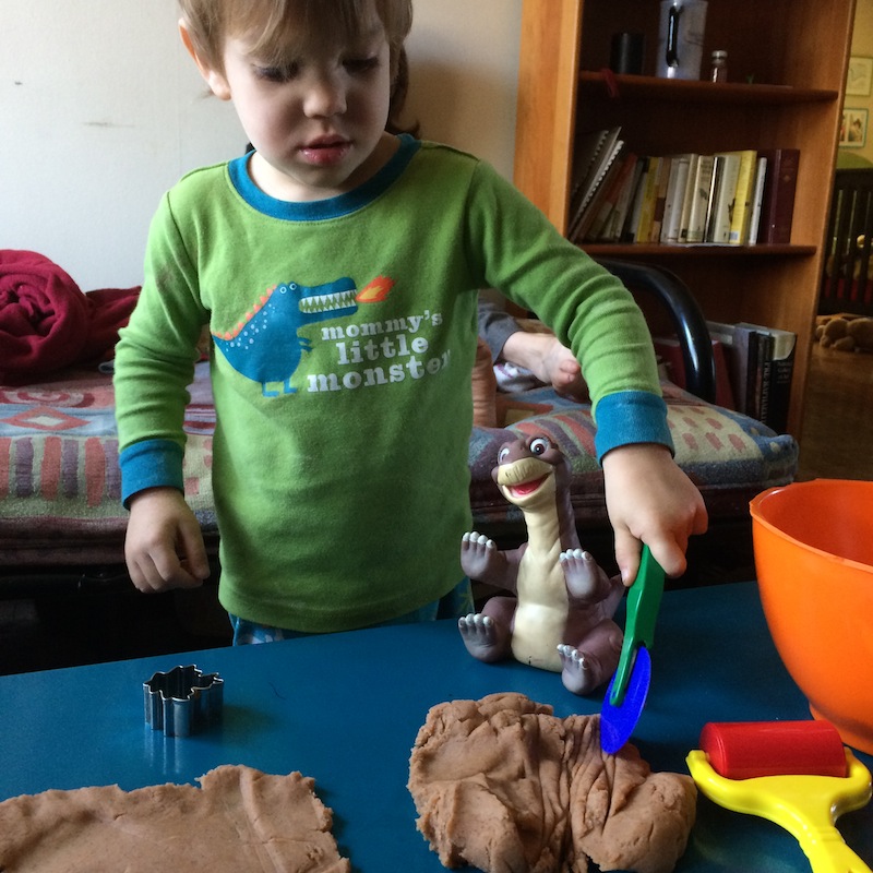 joss rittler plays with gingerbread playdough