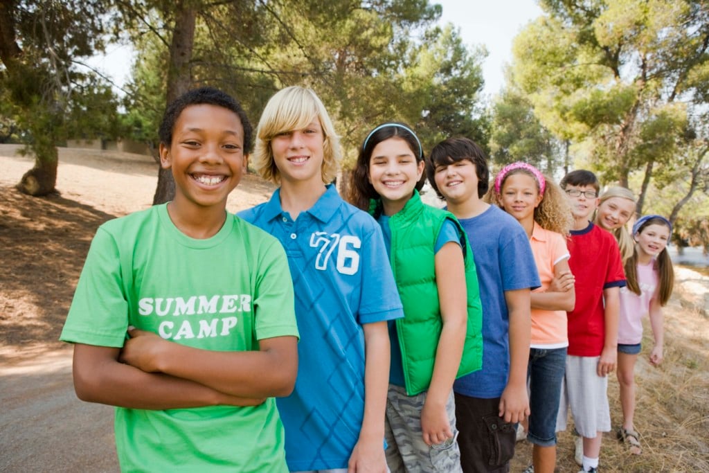 a line of kids at summer camp, for article on summer camp advice