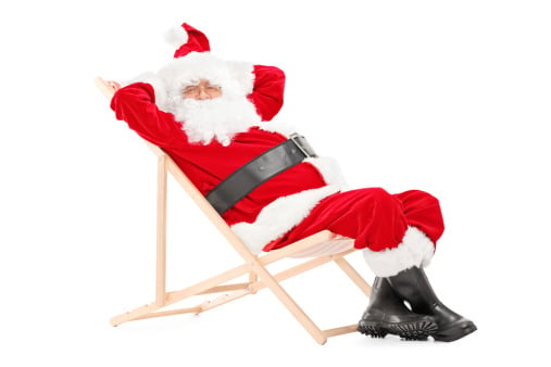 relaxed santa, for article on how to reduce holiday stress