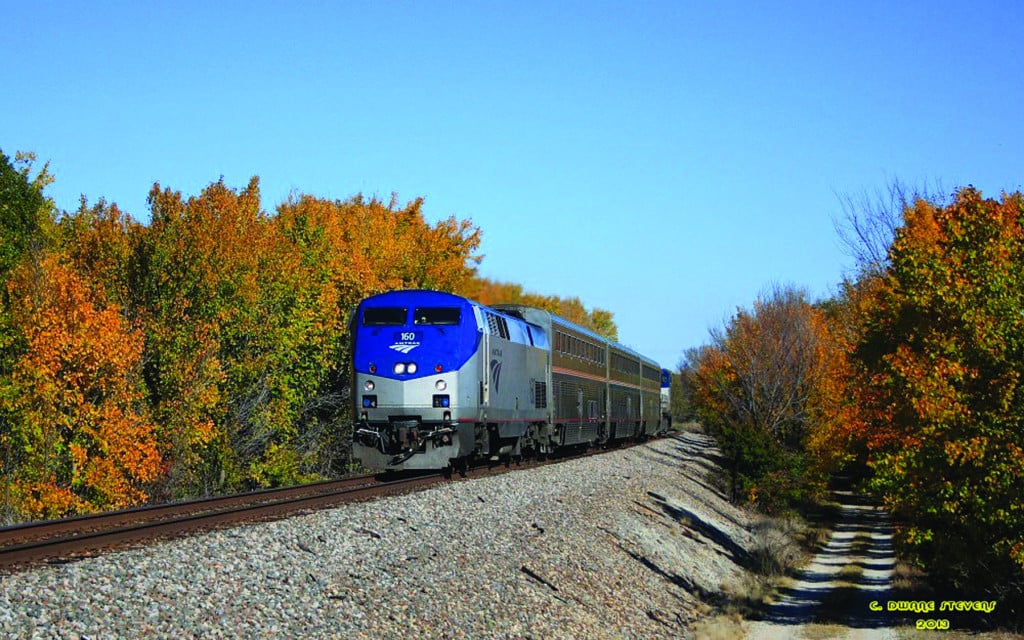 heartland flyer train in fall foliage