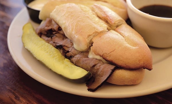 french dip sandwich on a plate, for article on quick meals