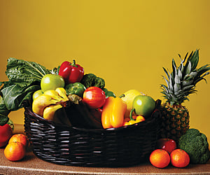 basket of fruit and vegetables for article on tulsa county wellness partnership