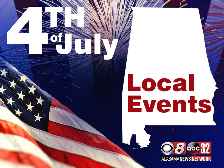 graphic of 4th of july local events for montgomery alabama