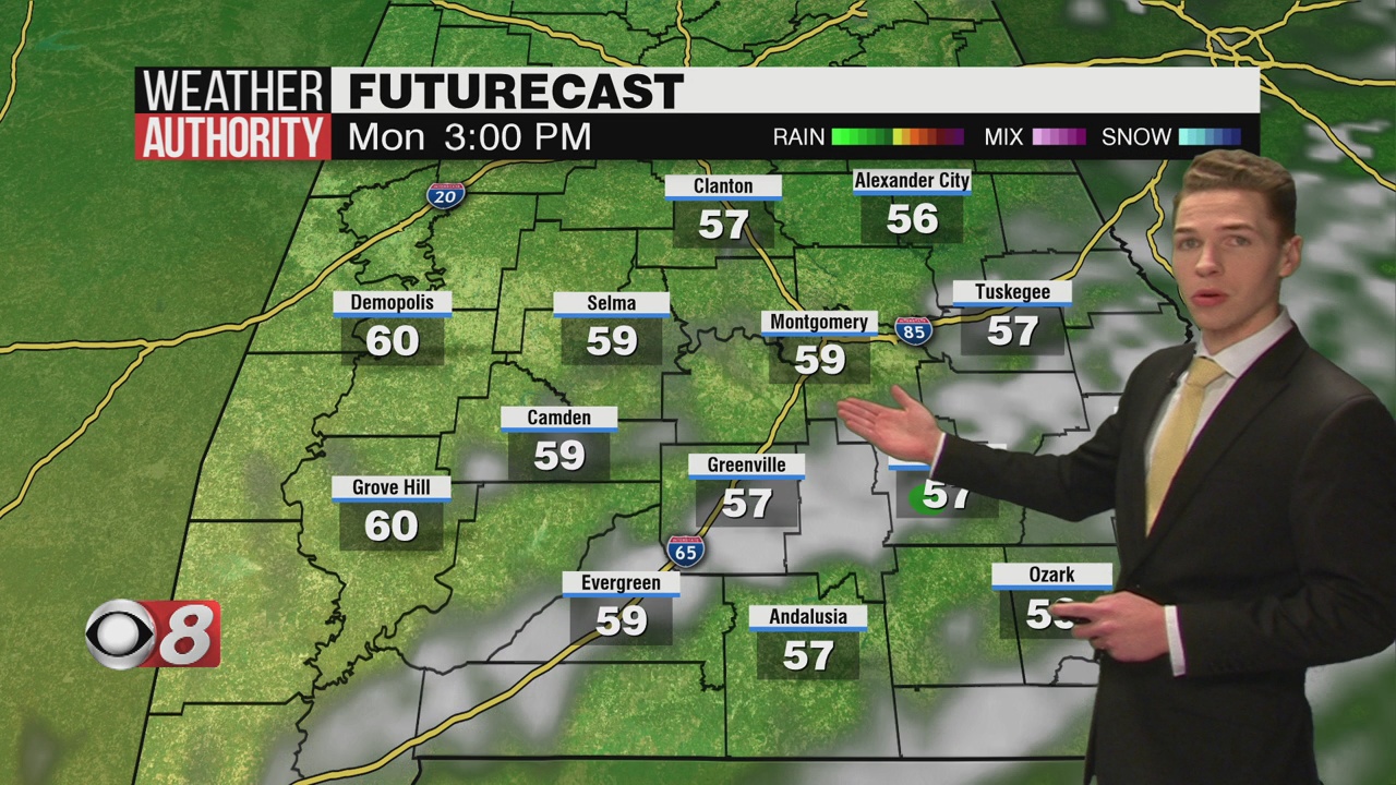 Cloudy With Light Rain Sunday Night; Mostly Cloudy And Mild Monday - WAKA 8