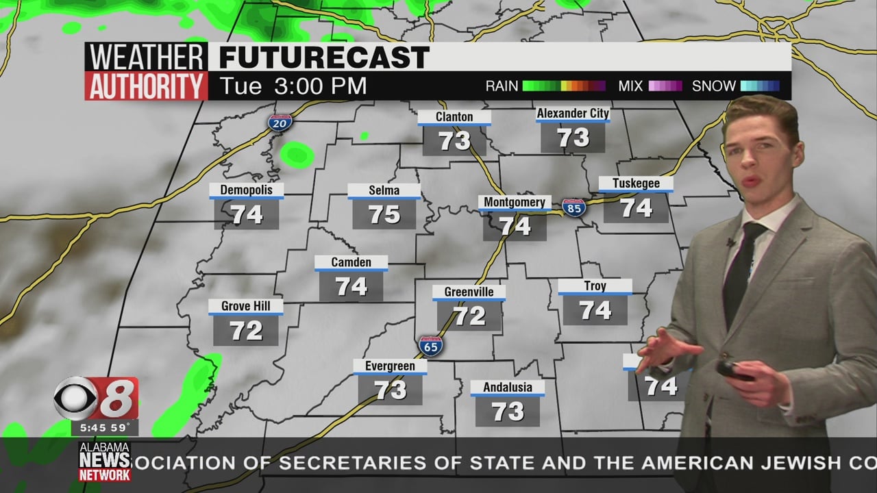 Partly Cloudy And Warm Monday; Rain Returns Tuesday - WAKA 8