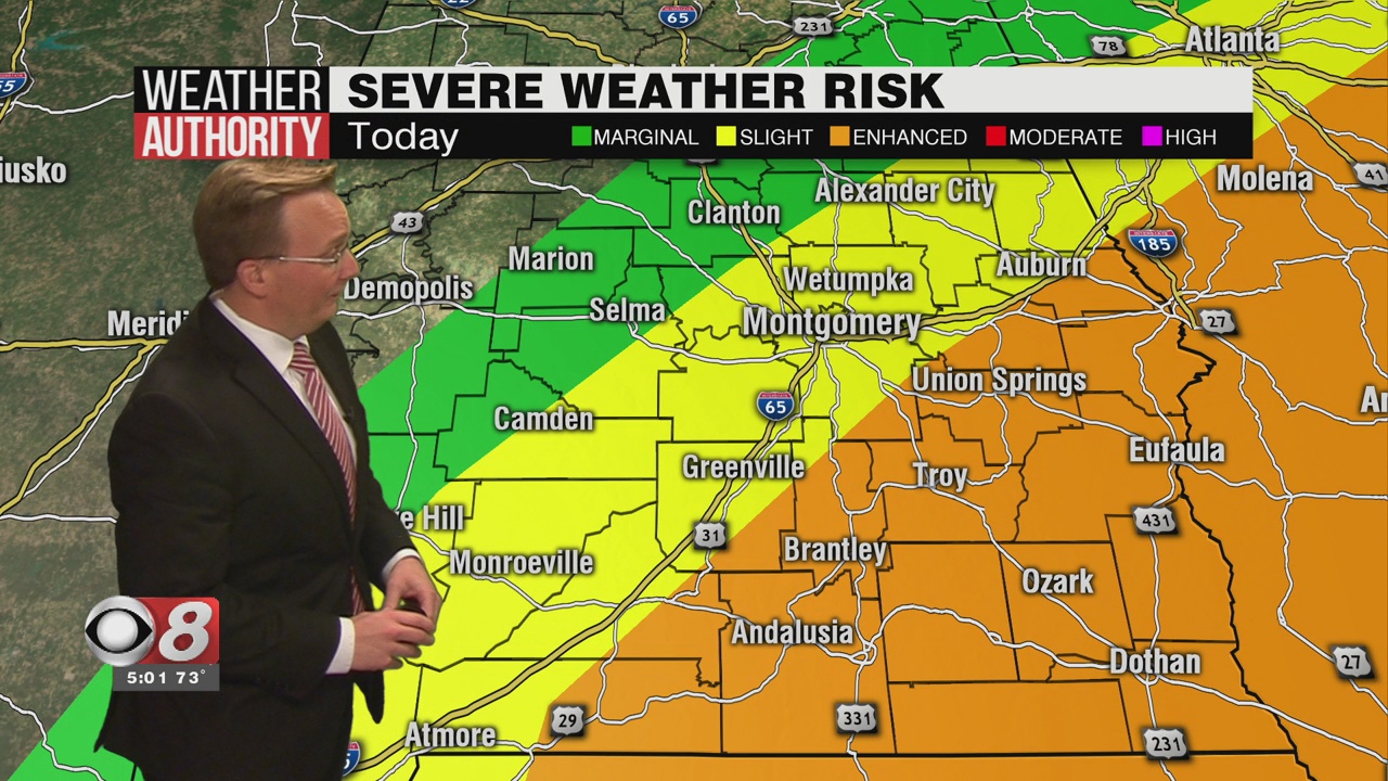 Strong to Severe Storms Remain Possible Today - WAKA 8