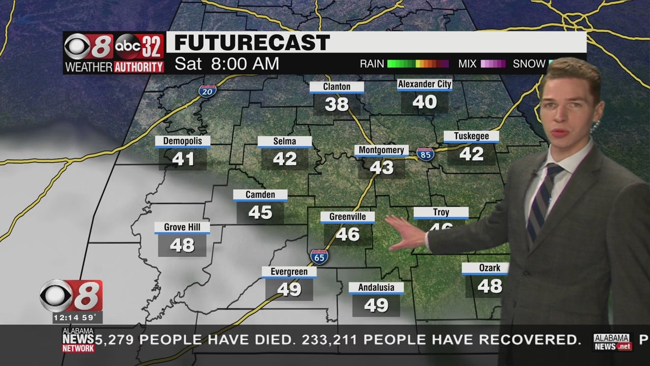 Rain Tapers Off Friday Evening, Clouds Clear Overnight - WAKA 8