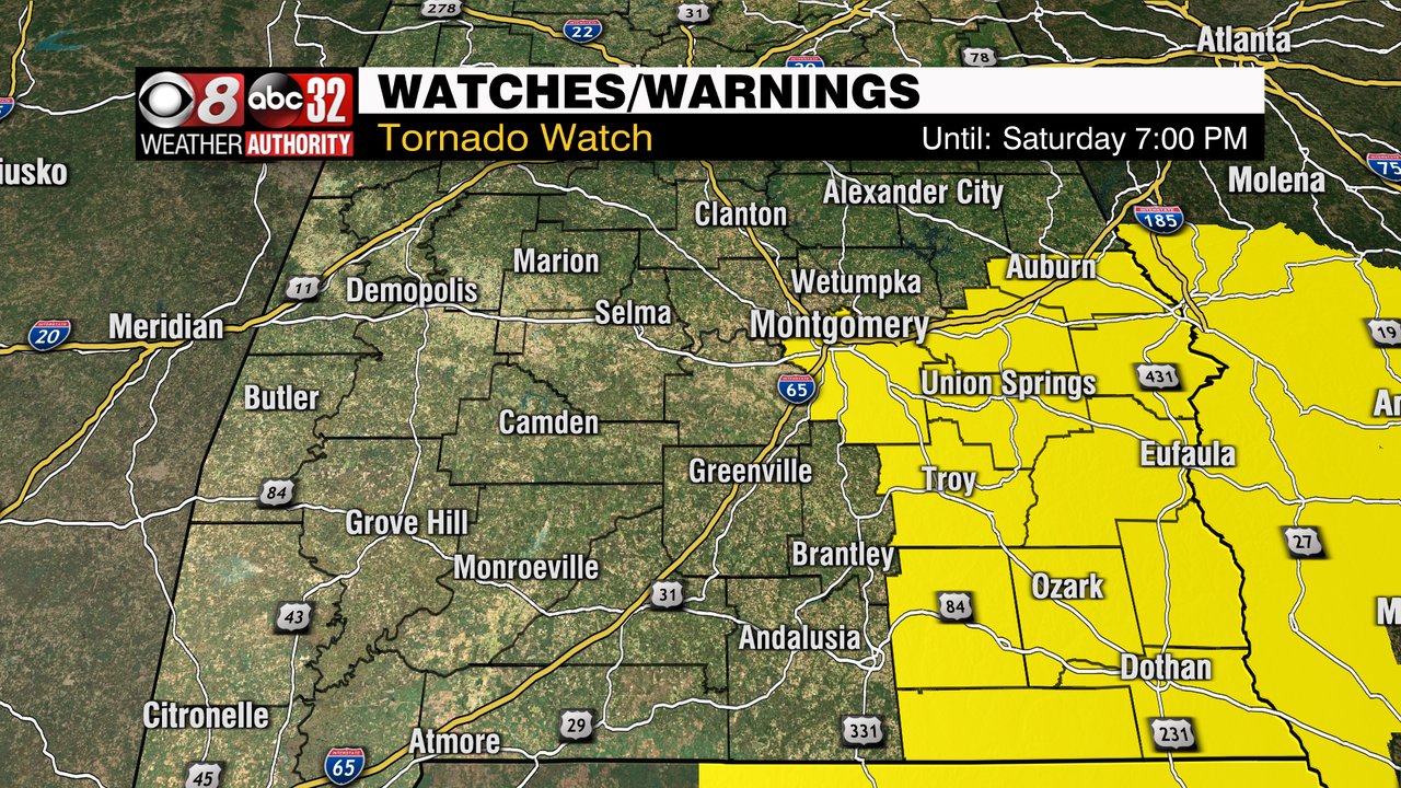 TORNADO WATCH Until 7PM for Much of Viewing Area - WAKA 8