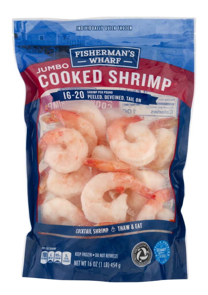 Fishermans Wharf Brand Jumbo Cooked Shrimp Frozen 16 20 Count 16 Oz Bag
