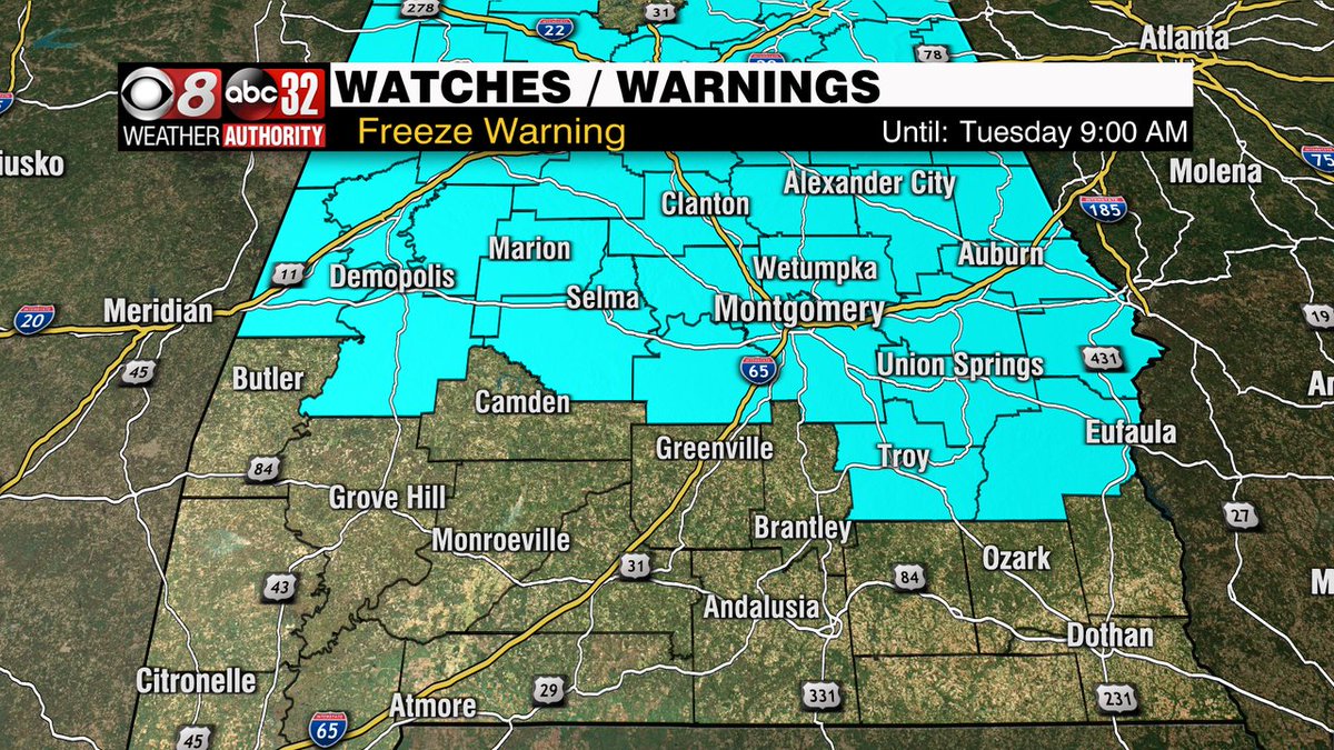 Freeze Warning in Effect Tonight - WAKA 8