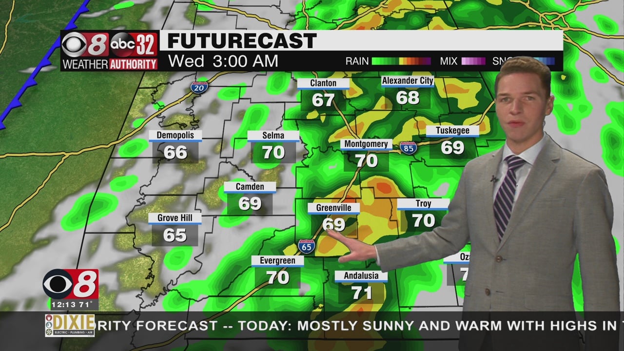 Sunshine Monday, Severe Storms Possible Late Tuesday - WAKA 8