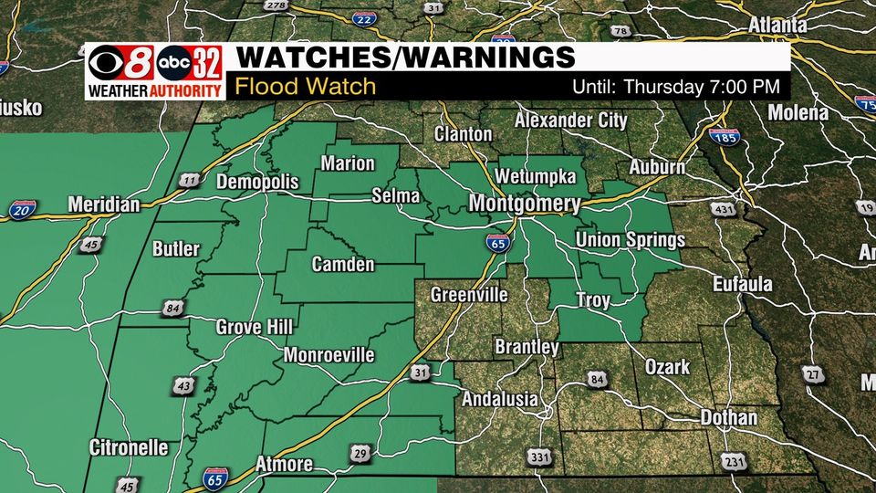 Heavy Rain May Lead To Localized Flooding Thursday - WAKA 8