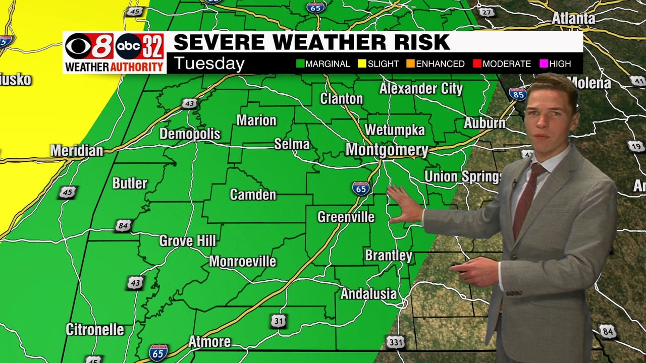 Sunshine Monday; A Few Strong/Severe Storms Tuesday - WAKA 8