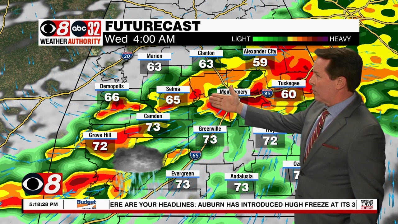 Strong To Severe Storms Possible Through Early Wednesday Morning! - WAKA 8