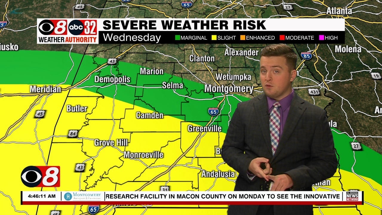 Cloudy Start to Week; Watching Severe Threat Wednesday - WAKA 8
