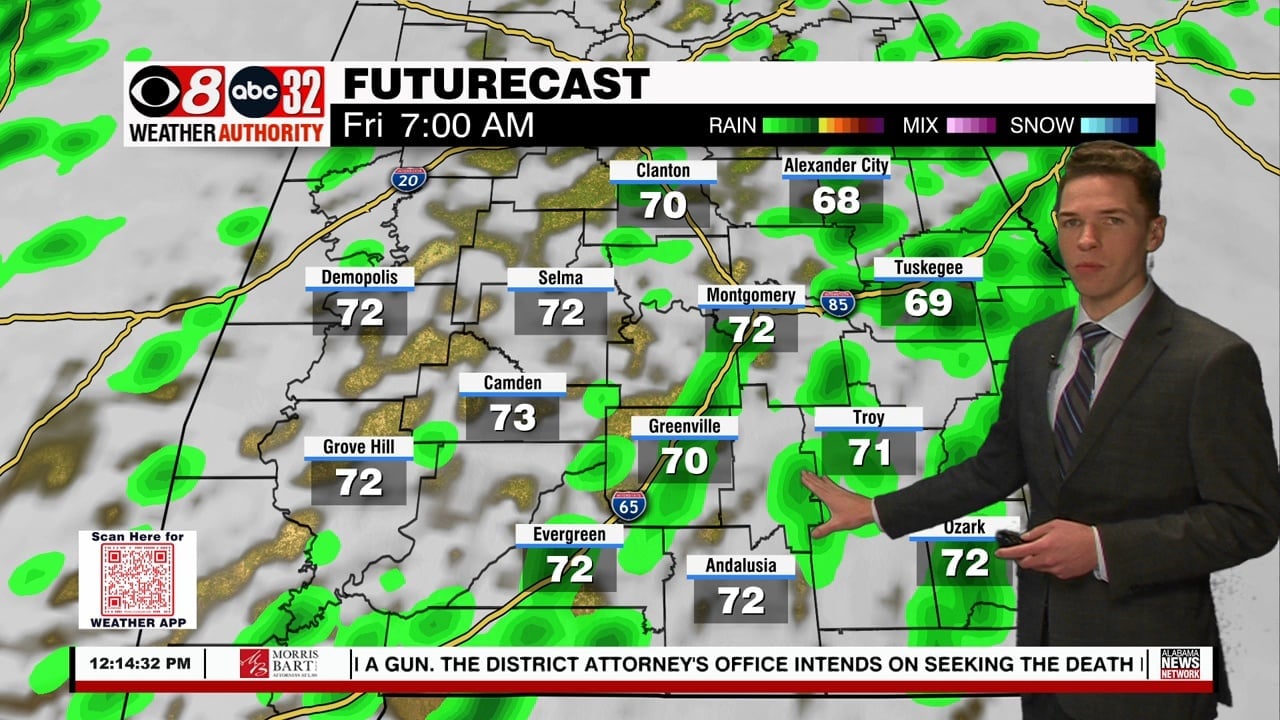 Scattered Rain Thursday; Severe Storms Possible Friday - WAKA 8