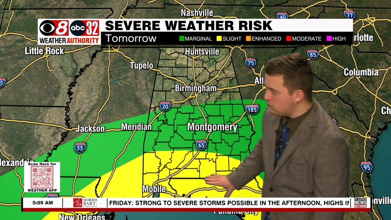 Calm Thursday; Strong to Severe Storms Possible Friday - WAKA 8
