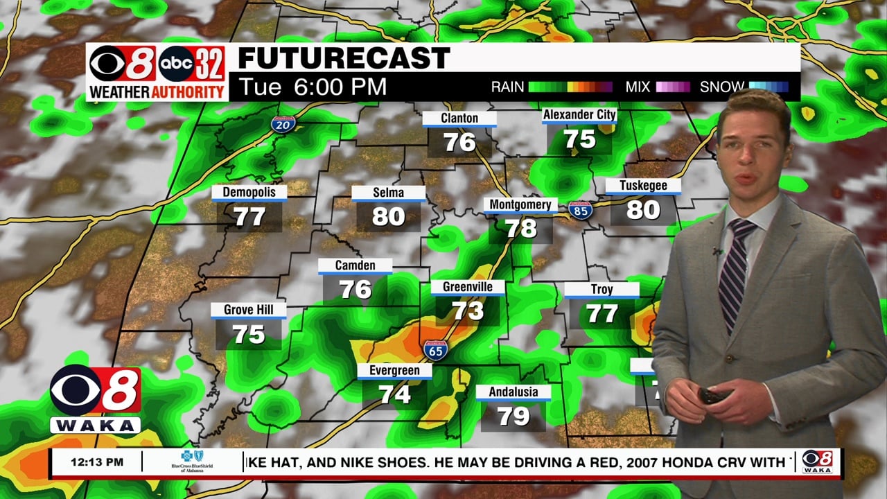 Scattered To Numerous Showers, Storms Tuesday, Wednesday - WAKA 8